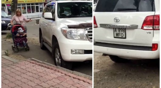 Припаркованный на тротуаре в Алматы внедорожник вызвал возмущение