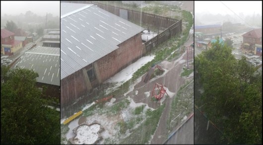 Крупный град с дождем обрушился на Усть-Каменогорск