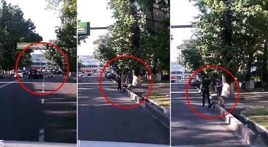 Очевидец снял любопытную сцену с участием девушки на дороге Алматы